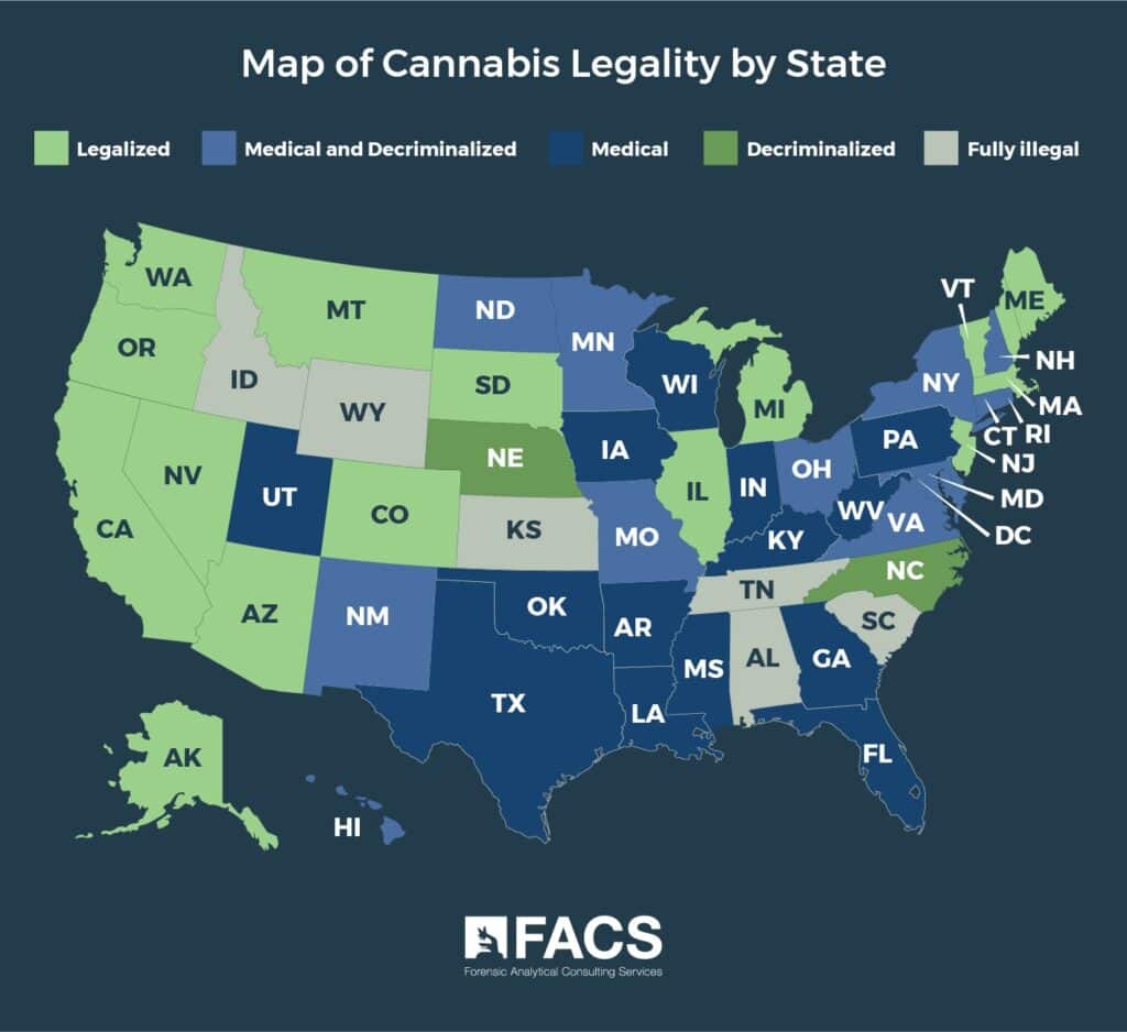 Infographic Map of Cannabis Legality by State